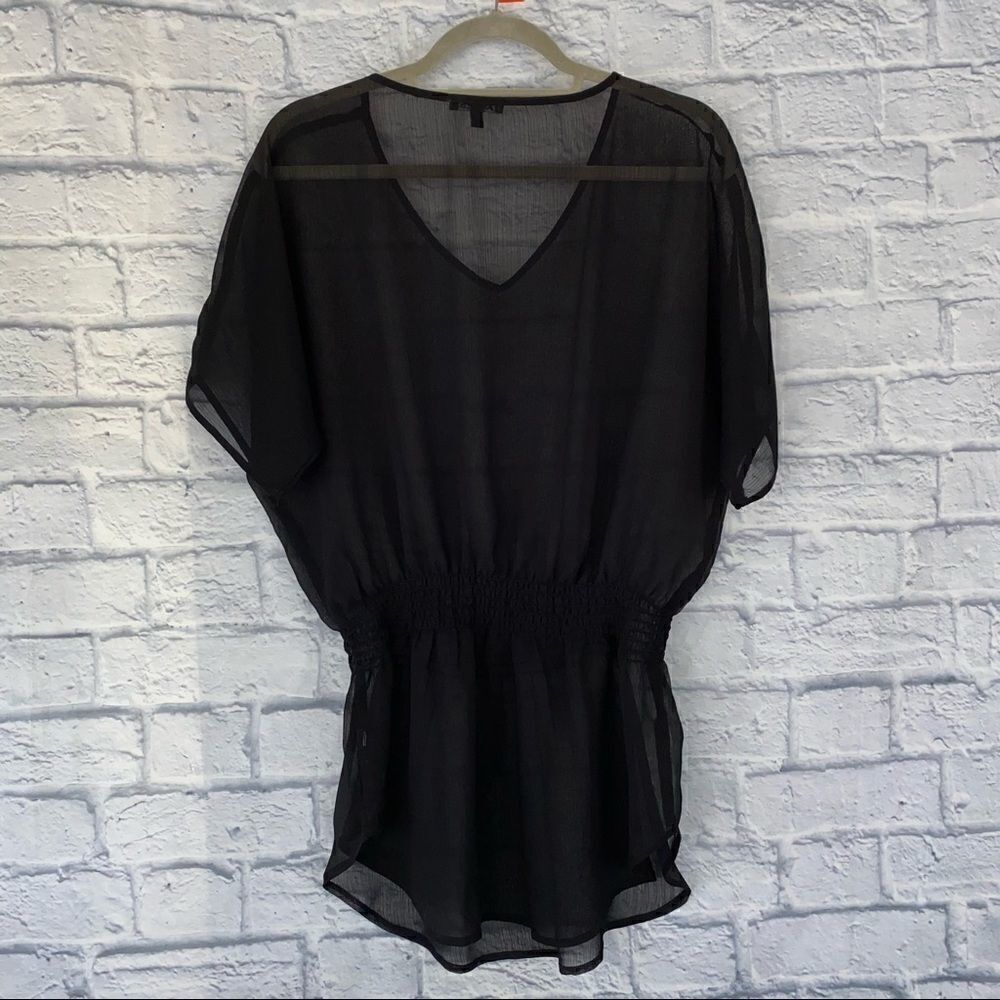 Express sheer top w/cinch waist black size small - Picture 6 of 12